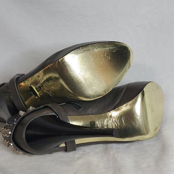 Be & D Gray Leather Platform Heels - Picture 6 of 8